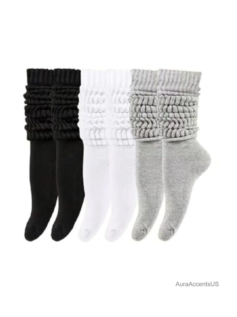 Slouchy Long Soft Cotton Knit Socks for Women One Size Fits Most 3 Pairs